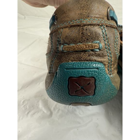 Twisted X Womens Size US 9.5 M Bomber Turquoise Checker Driving Mocs WDMS006 - Picture 6 of 16